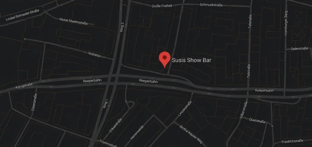 Anfahrtsskizze zur Susis Show Bar am Beatles-Platz 1 in Hamburg